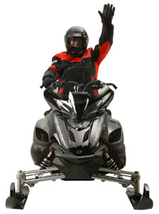Snowmobiler hand signal to stop